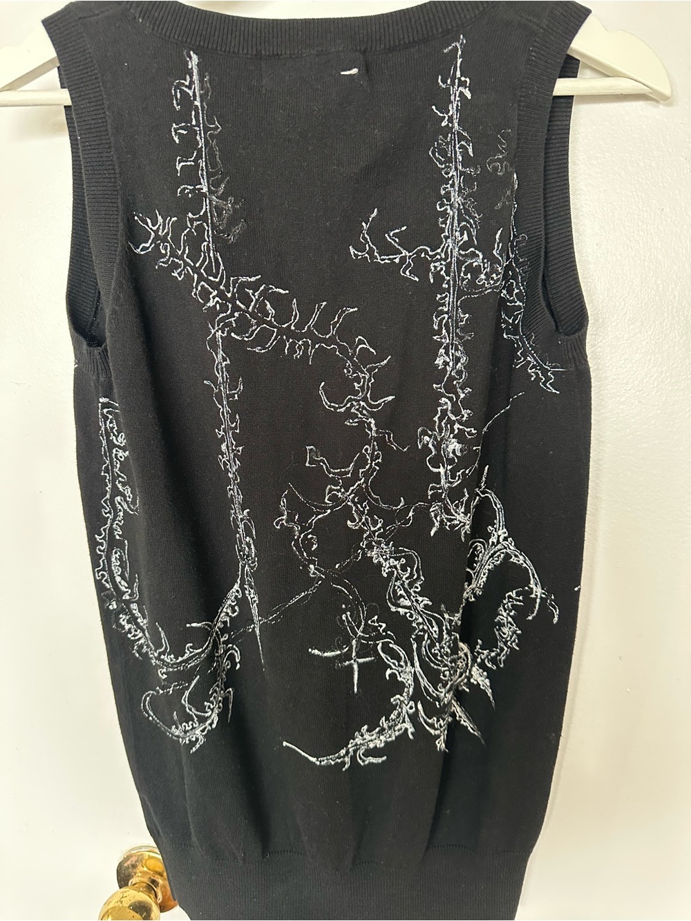 Black Sleeveless Knit Top /This graphic style is known as cybersigilism size M-L
